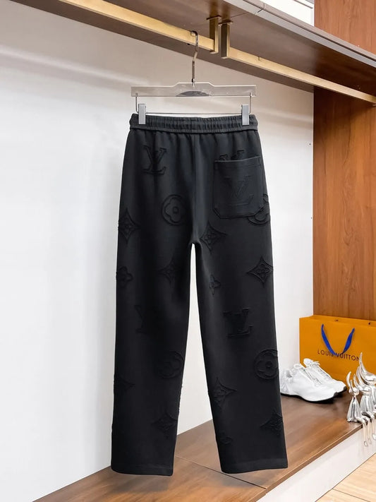 All‑Over Raised Embroidery Relaxed Pants