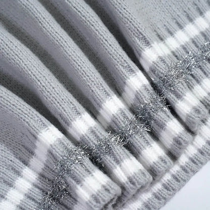 Silver Patch Striped Cuff Knit Sweater