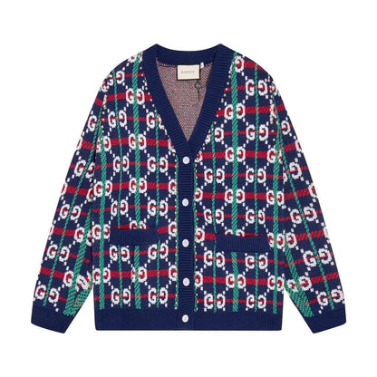 Multicolor Stripe Monogram Knit Sweater Cardigan