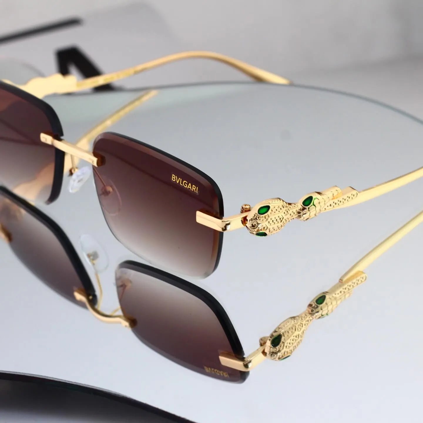 Business Rimless Rectangular Sunglasses