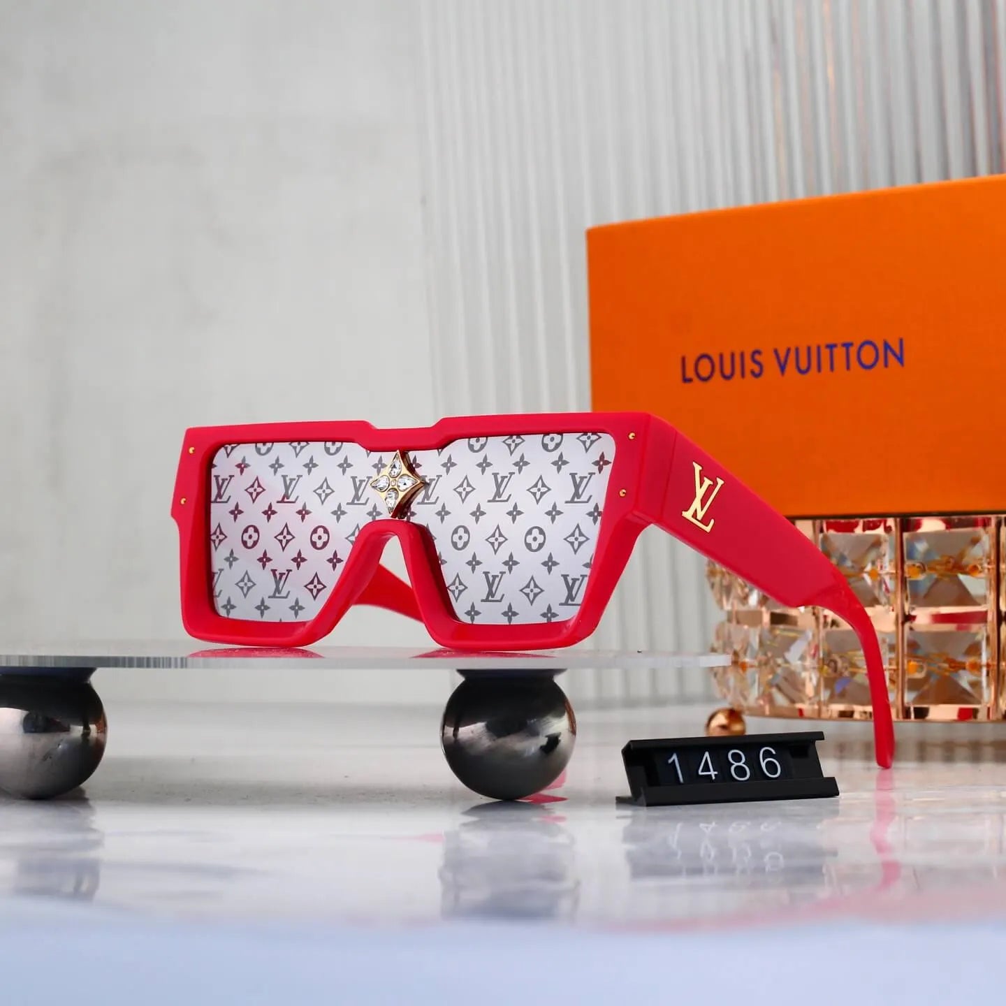 Fashion Rhinestone Decor Square Sunglasses