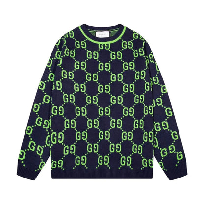 Lime Jacquard Knit Sweater