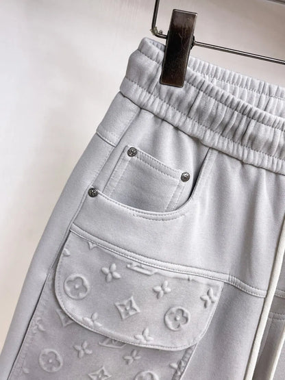 Embossed Monogram Cargo Casual Shorts