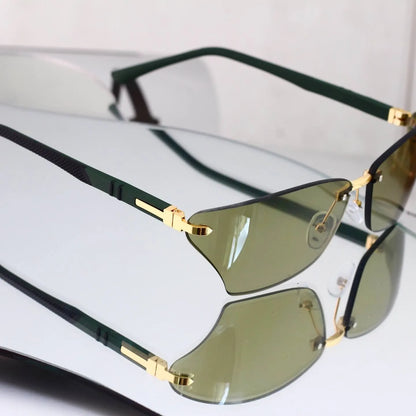 Rimless Cut Rectangle Sunglasses