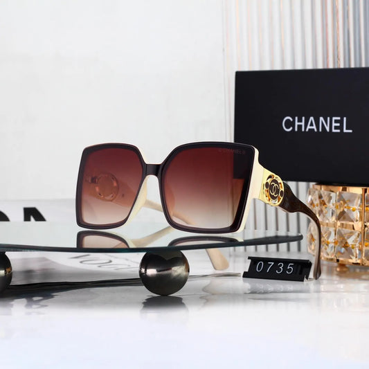 Hollow Double C Metal Square Sunglasses