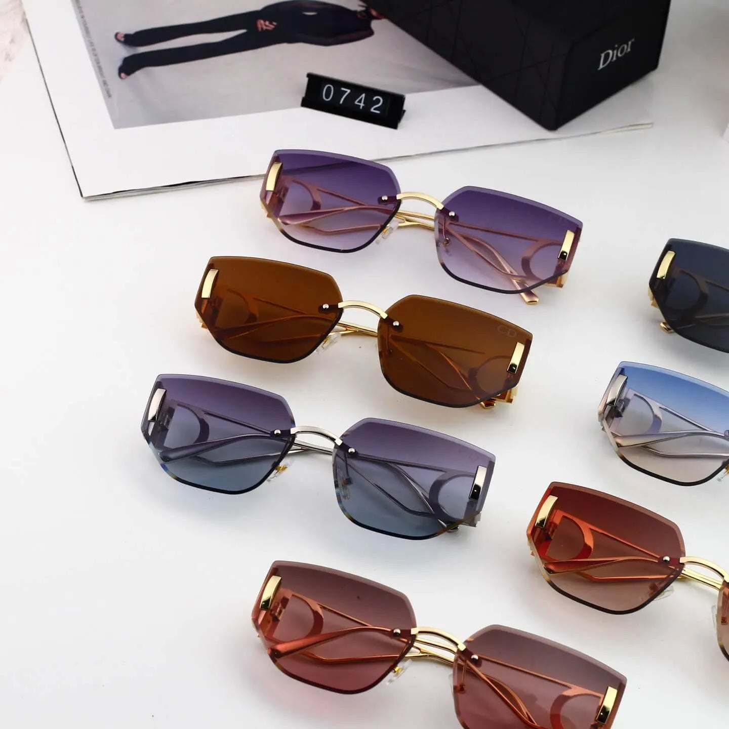 Rimless Cut Polygon Sunglasses