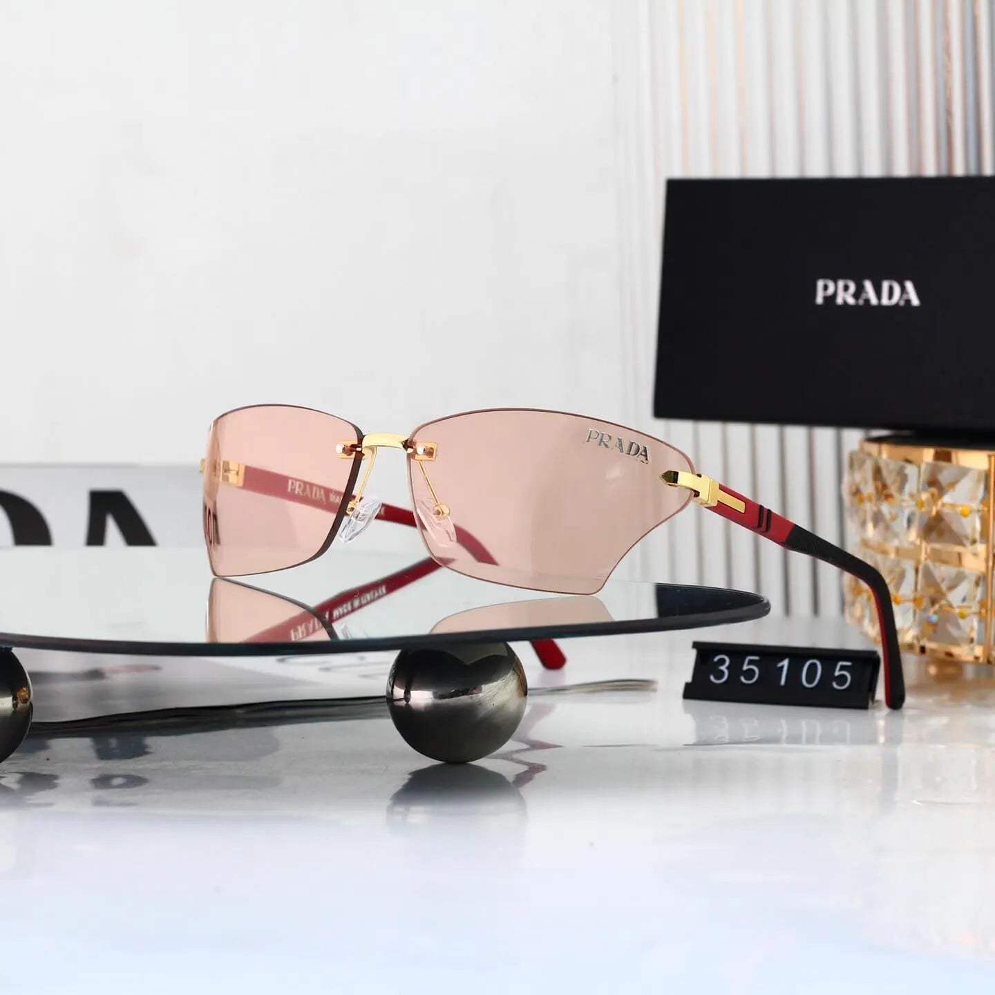Rimless Cut Rectangle Sunglasses