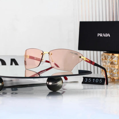 Rimless Cut Rectangle Sunglasses