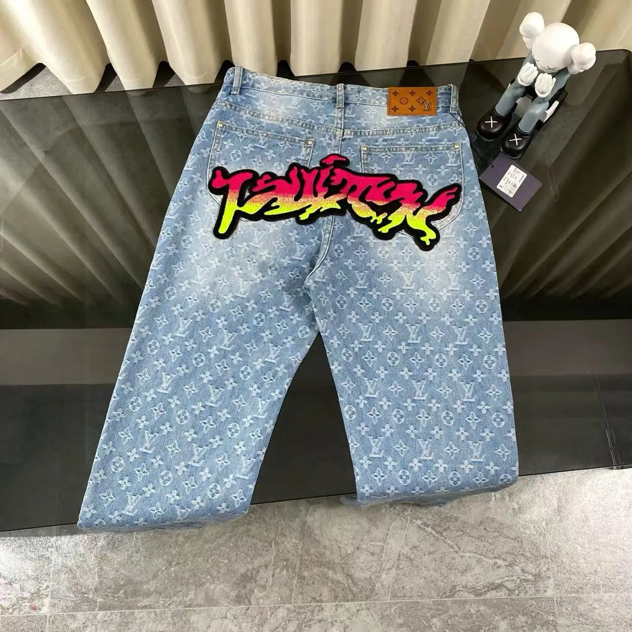 All-Over Letter Print Jeans
