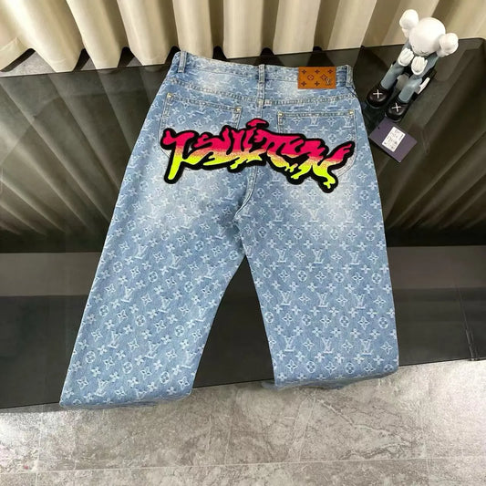 All-Over Letter Print Jeans