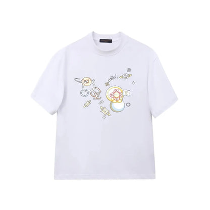 Cosmic Planet Cartoon Print T-Shirt