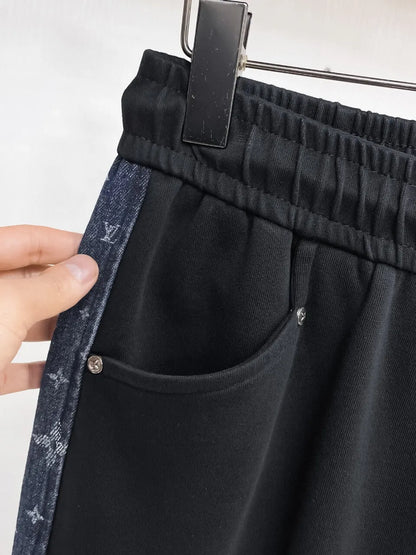 Denim Monogram Side Panel Spliced sweatpants
