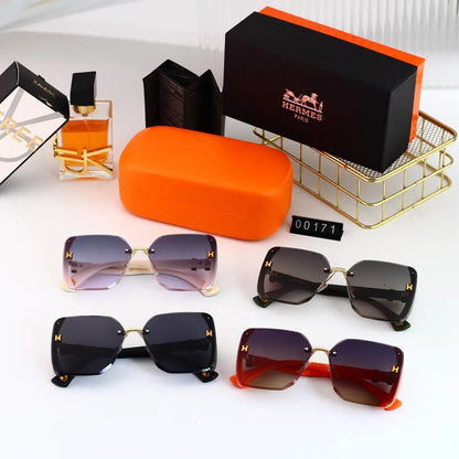 H Rimless Cut Edge Square Sunglasses