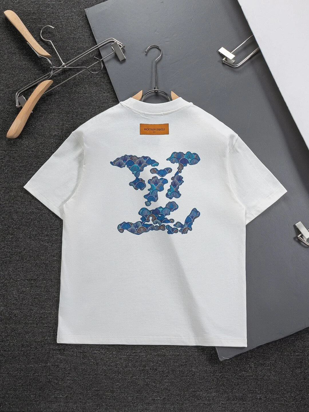 Blue Satin Embroidered T-Shirt