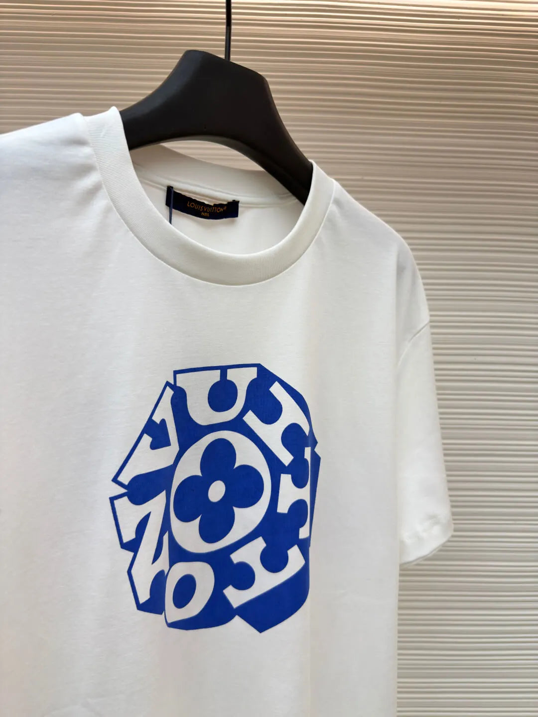 Blue Geometric Floral Dual‑Sided Print T-Shirt
