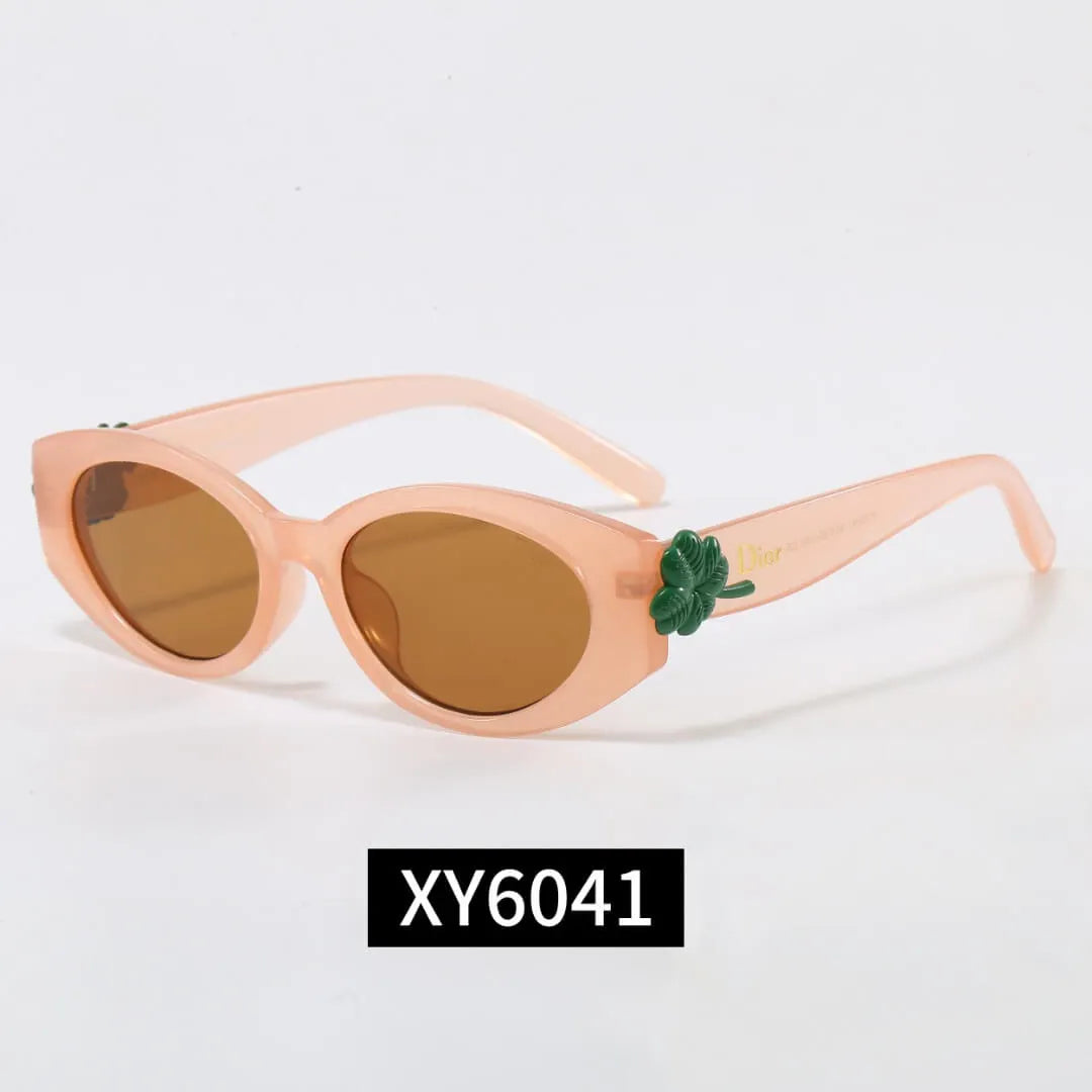 Oval Clover Decor Sunglasses