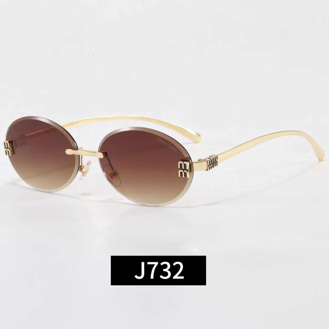 Rimless Oval Letter Sunglasses