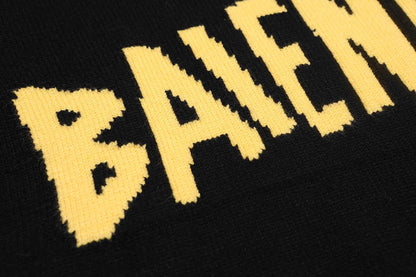 Vintage Letter Crew Neck Knit Sweater