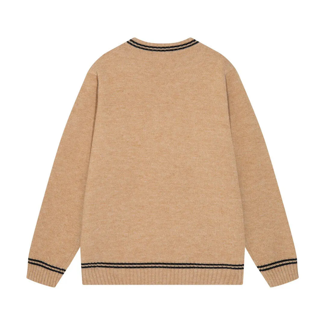 Crest Striped Trim Sweater