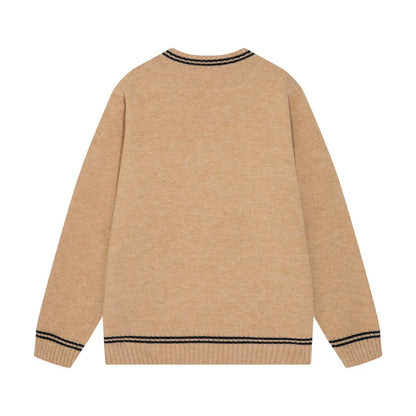 Crest Striped Trim Sweater