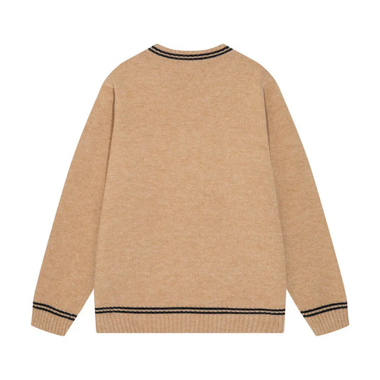 Crest Striped Trim Sweater