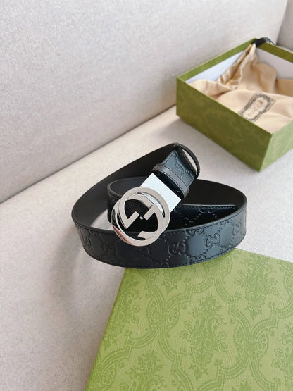 Classic Embossed Calfskin Leather Belt