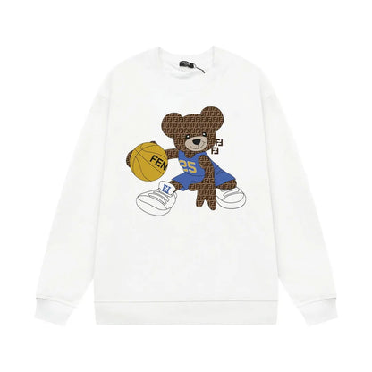 Teddy Bear Basketball Print Sweatshirt