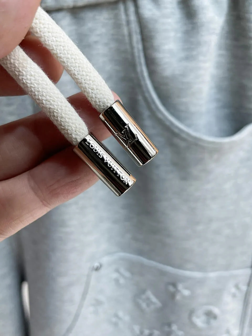 Embossed Monogram Patch Pocket Wide‑Leg Pants