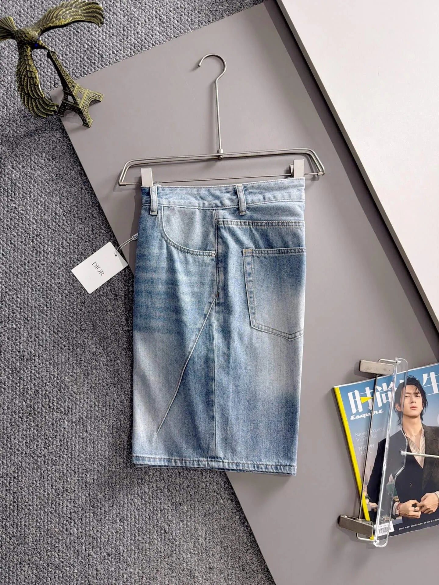 Seam Stitching Washed Denim Shorts