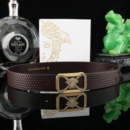 Face Pattern Leather Belt