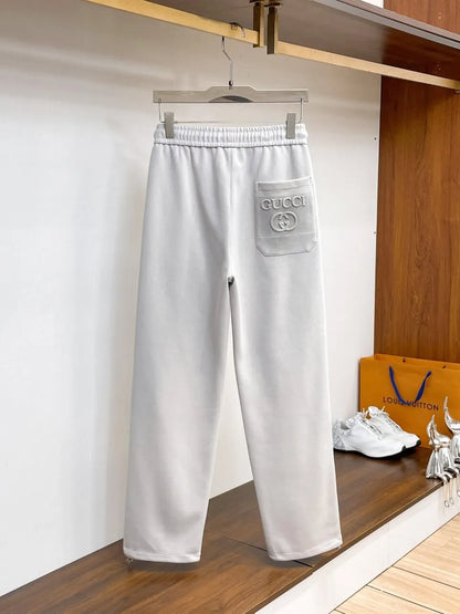 Side Embossed Drawstring‑Hem Pants