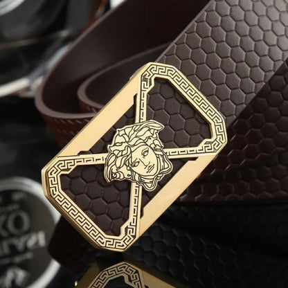 Face Pattern Leather Belt