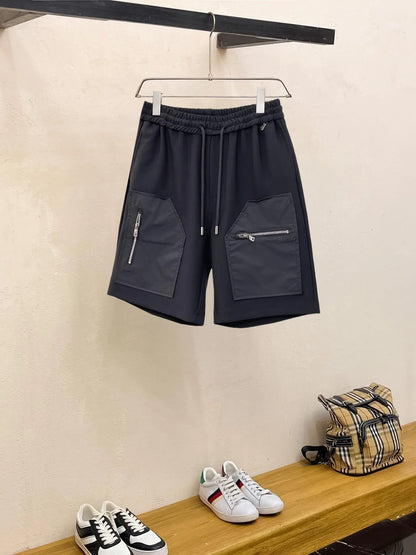 Color‑Block Zipper Cargo Shorts