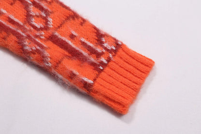 Orange All‑Over Sweater Cardigan