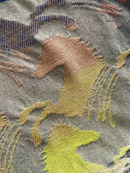 Colorful Horse Jacquard Denim Shorts