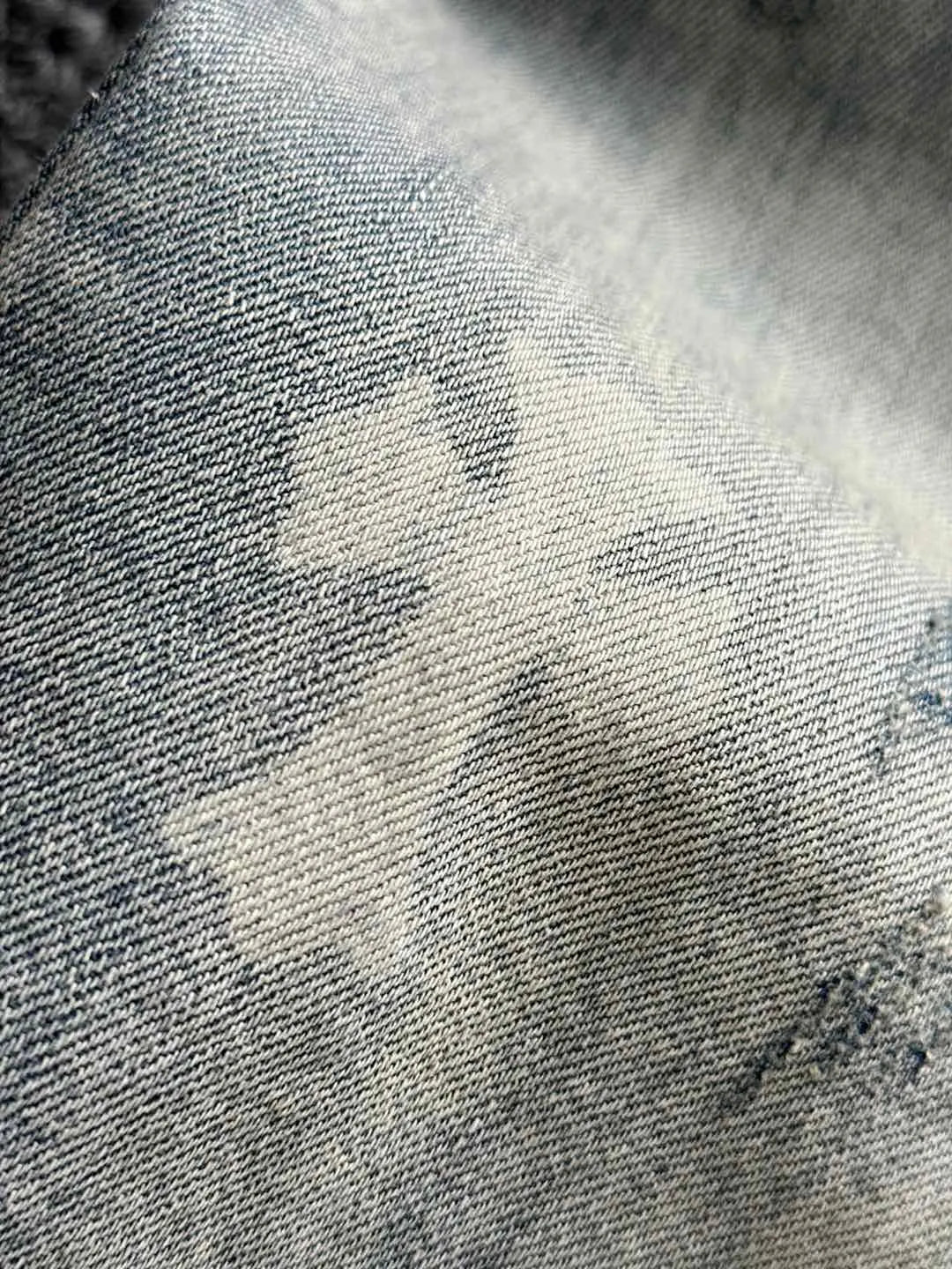 Cross Print Distressed Denim Shorts