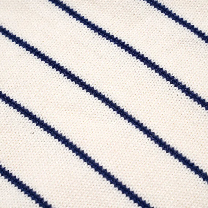 Star Embroidery Stripe Crewneck Sweater