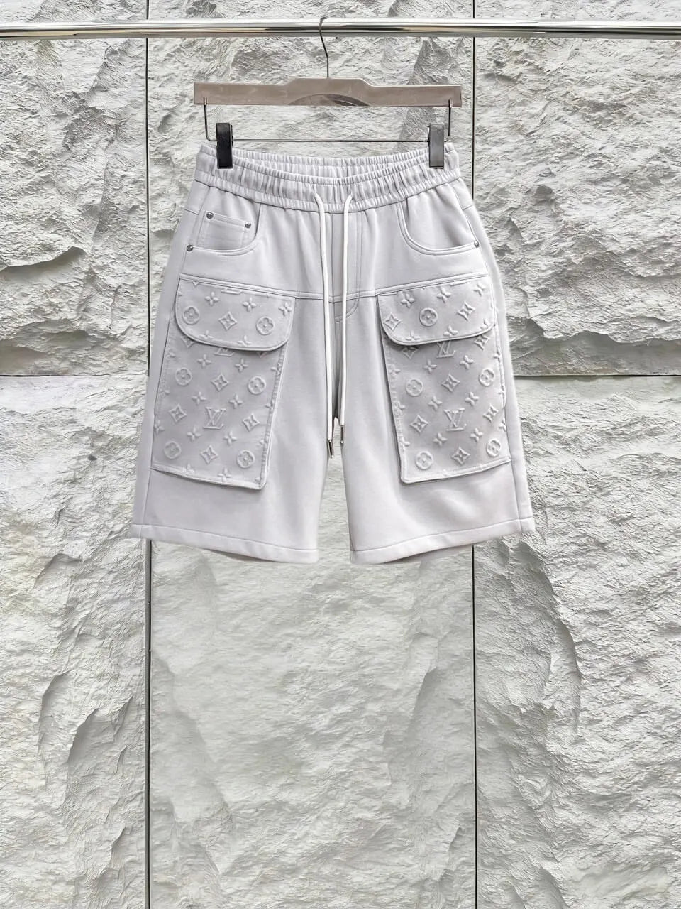 Embossed Monogram Cargo Casual Shorts