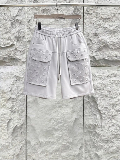 Embossed Monogram Cargo Casual Shorts