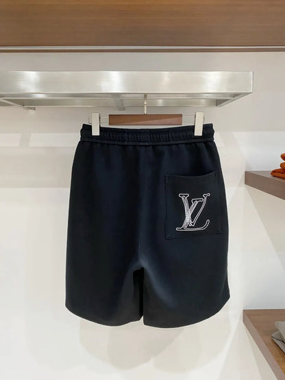 Vintage Script   Embroidered Casual Shorts