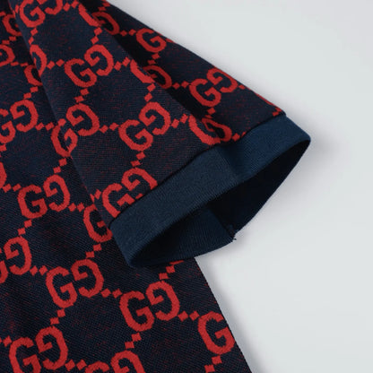All‑Over Print Color‑Blocked Polo Shirt