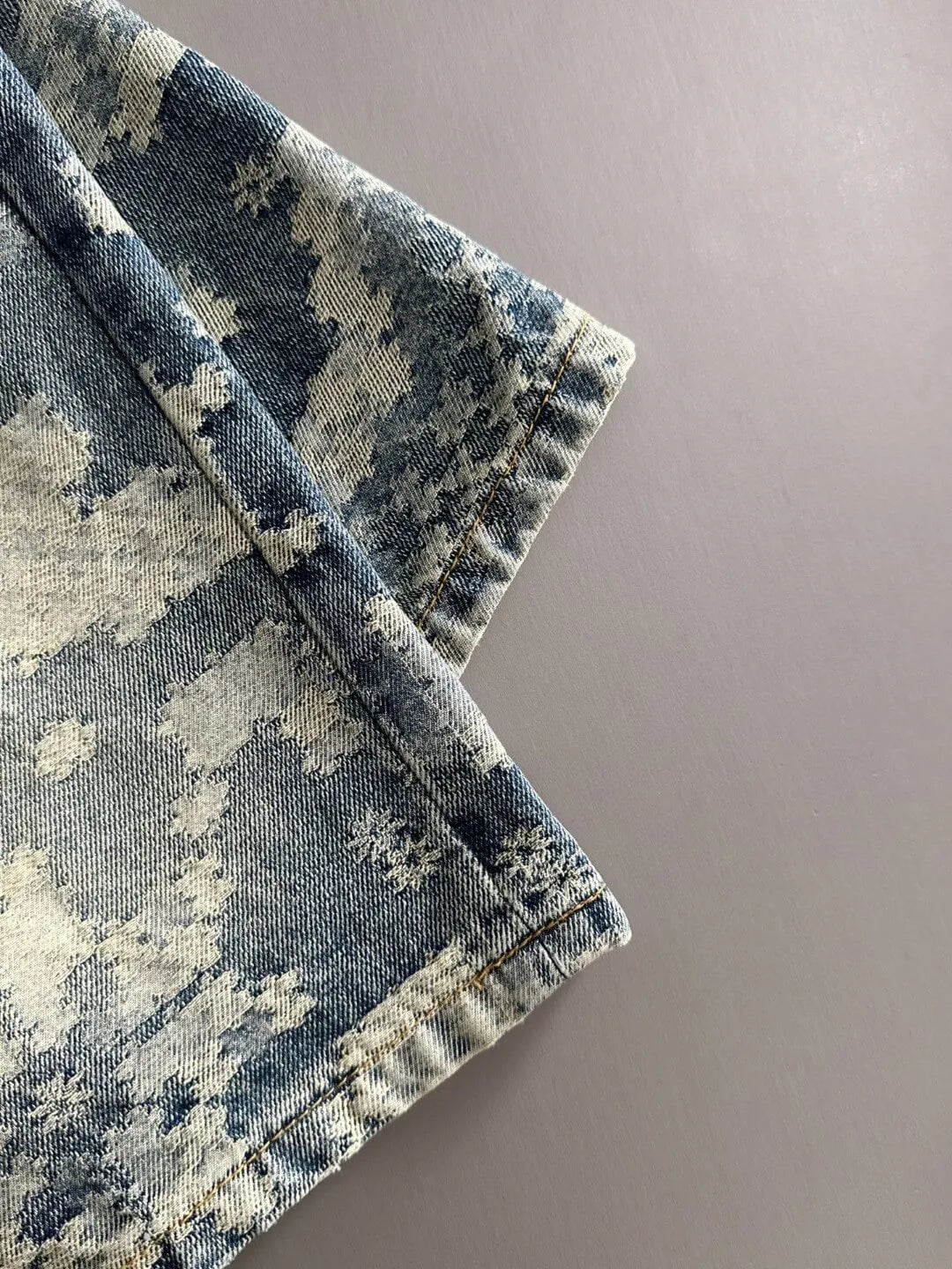 Camouflage Jacquard Denim Shorts