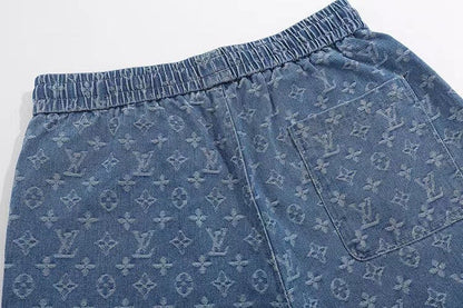 Denim Jacquard Shorts