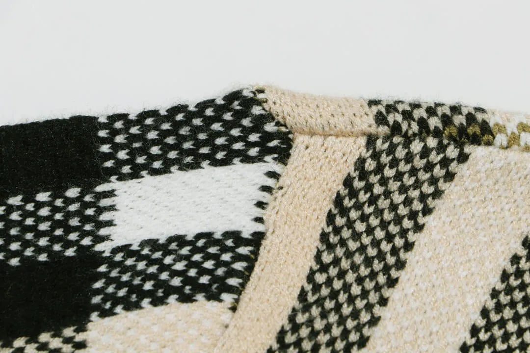 Beige Plaid Crewneck Sweater