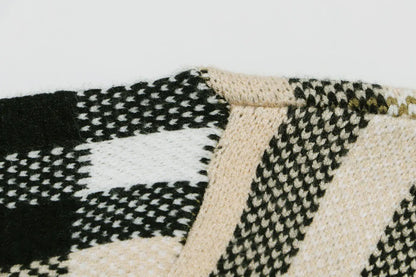 Beige Plaid Crewneck Sweater