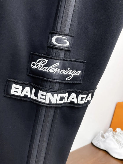 Multi‑Embroidered Patch Straight‑Leg Pants