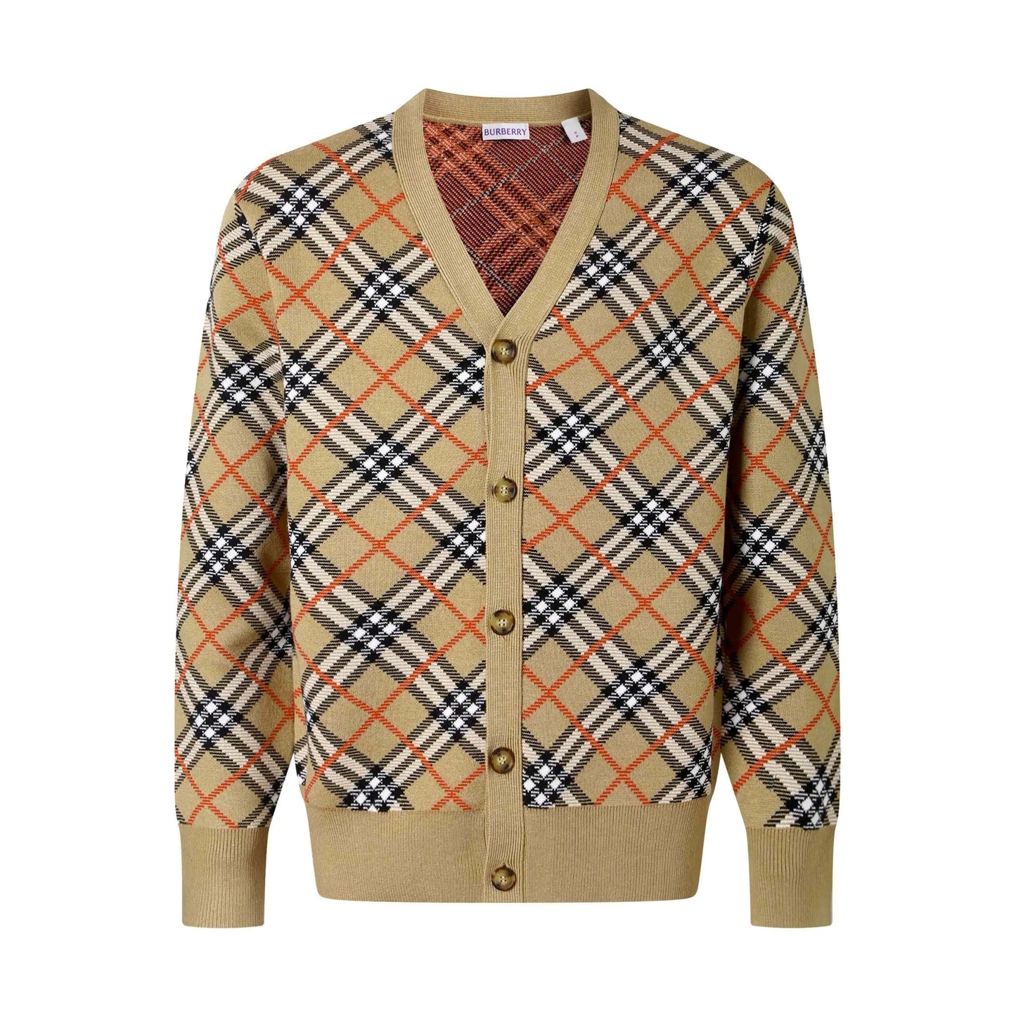 Twill Plaid Cotton‑Wool Blend Cardigan Jacket