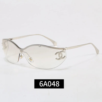 Curved Rimless Wrap Shades Sunglasses