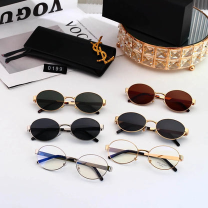 Retro Slim Metal Oval Sunglasses