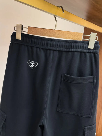 Triangle Badge Multi‑Pocket Cargo Pants